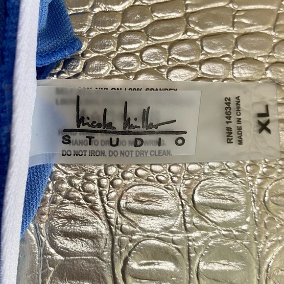 Nicole Miller sz S sz M sz XL Blue Yonder 1 Piece Sweetheart Neckline Center Tie - Picture 6 of 7